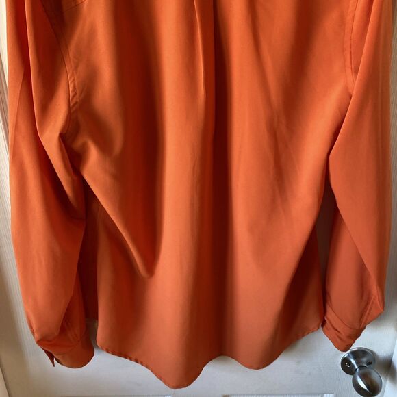 Chaps Women’s Size Large Orange Gold Button Up Shirt 2 Pocket - Picture 8 of 10